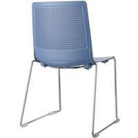 Lot de 2 chaises PERFY pieds traîneau chromés coque polypro Bleu thumbnail image 2