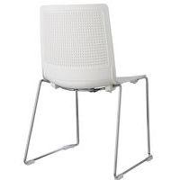 Lot de 2 chaises PERFY pieds traîneau chromés coque polypro Blanc thumbnail image 2