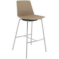 Tabouret haut CLUE coque polypro taupe 4 pieds chromés - Image principale