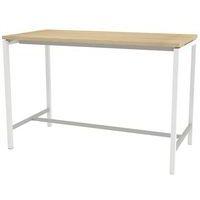 Table réunion haute Creo 160x80 cm pied 9016 Blanc plateau chêne - Image principale