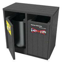 Poubelle Equilibre double tri sac ou bac plastique recyclé Espace Urbain