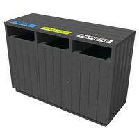 Poubelle Equilibre triple tri sac ou bac plastique recyclé Espace Urbain