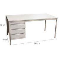 Bureau base Line 1 caison 3 tiroirs 160x80 cm - Image 3