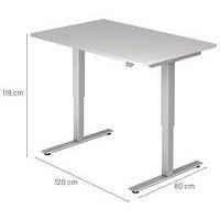 Bureau droit hauteur réglable électrique Evol 120 x 80 cm Plateau Gris - Image 3
