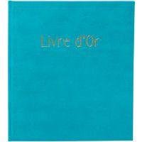 Livre d'or 140 pages tranche or Skandi - 21 x 19 cm - Bleu - Image principale