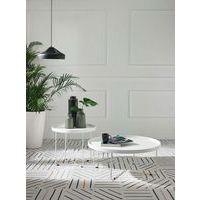 Table basse Bruno Ø 90 cm plateau Blanc pied métal Blanc - Image 2
