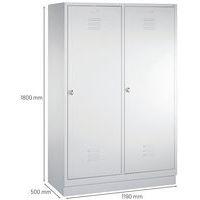 Vestiaire sur socle pour 2 personnes, gris clair - Image 4