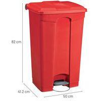 Poubelle plastique agroalimentaire 90 L rouge - Image 3