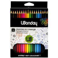 Boite de 18 crayons de couleurs corps verni forme hexagonale - Wonday