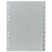 Lot de 12 Intercalaires en plastique, chiffres, A4 - Image principale