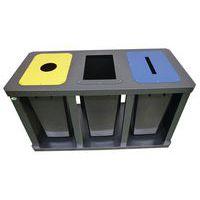 Station tri sélectif triple avec poubelle plastique 60L thumbnail image 2