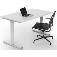 Bureau droit Inesa avec pied réglable en T Blanc 140 cm - Image 3