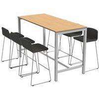 Table de réunion haute Jona Plateau  Chêne Long  : 180 cm - Image 2