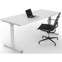Bureau droit Inesa avec pied réglable en T Blanc 180 cm - Image 5