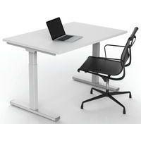 Bureau droit Inesa avec pied réglable en T Blanc 120 cm - Image 4