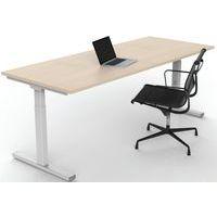 Bureau droit Inesa avec pied réglable en T Chêne 200 cm - Image 2