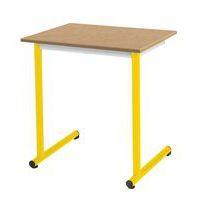 Lot de 2 tables Access 70 x 50 cm hêtre, chants plaqués, pieds ronds T3 jaune - Image principale