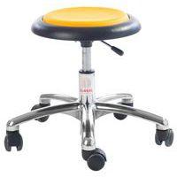 Tabouret enseignant en maternelle assise verte pied alu avec roulettes - Image 5