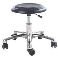 Tabouret enseignant en maternelle assise verte pied alu avec roulettes - Image 2