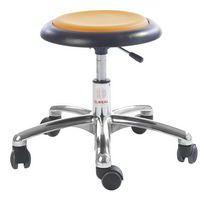 Tabouret enseignant en maternelle assise verte pied alu avec roulettes - Image 3