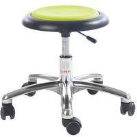 Tabouret enseignant en maternelle assise verte pied alu avec roulettes - Image principale