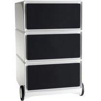 Caisson mobile Easy Office 3 tiroirs de rangement coloris blanc/noir - Image principale