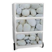 Caisson mobile Easy Office 3 tiroirs rangement corps blanc décor Galets - Image principale