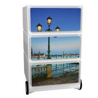 Caisson mobile Easy Office 3 tiroirs rangement corps blanc décor Lagune - Image principale