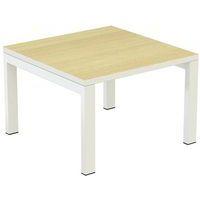 Table basse Easy Office 60x60 cm pied blanc plateau blanc/hetre - Image principale