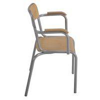 Fauteuil de maître avec accoudoirs bois, coloris rouge RAL 3000 thumbnail image 3