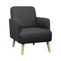 Fauteuil Duncan pied hêtre massif revêtement tissu polyester coloris Anthracite - Image principale