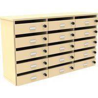 Meuble Octet courrier à poser 3 colonnes 15 cases portes boite aux lettres beige - Image principale