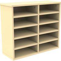 Meuble à cases enseignant Octet 2 colonnes, 10 cases, sans portes, coloris beige - Image principale