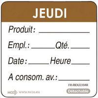 Rouleau de 500 étiquettes jeudi marron - Image principale