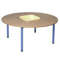 Table maternelle ronde avec bac 4 pieds tube Lise