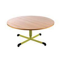 Table réglable Chloé ronde pied central, plateau hêtre - Mobidecor