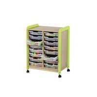 Meuble sur roulettes 2 colonnes 24 casiers Lili hauteur 137 cm coloris vert thumbnail image 3