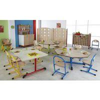 Table Chloé à dégagement latéral 200 x 80 cm T3 plateau hêtre piétement jaune thumbnail image 2
