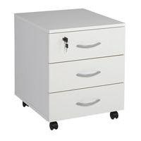 Caisson mobile mélaminé 3 tiroirs coloris blanc - Image principale