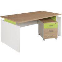 Pack bureau droit Linéo Chêne + caisson mobile Simmob - Image 2