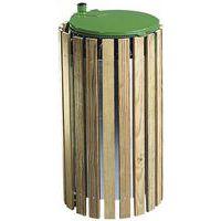 Collecteur caréné bois 100 L sur potelet + couvercle - Image principale