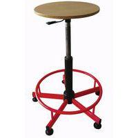 Tabouret assise bois, réglable par verin à gaz, avec repose-pieds