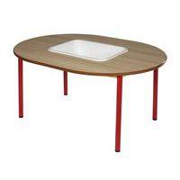 Table fixe Chloé plateau avec bac hêtre 4 pieds ovale - Mobidecor