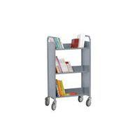 Chariot à livres simple face, 3 tablettes inclinées - Image 2