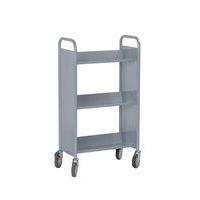 Chariot à livres simple face, 3 tablettes inclinées