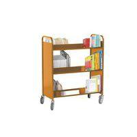 Chariot à livres double face, 6 tablettes inclinées orange RAL 2004 - Image 2