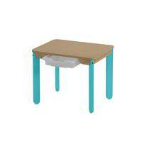 Table Lili rectangle plateau hêtre avec casier, piétement bois couleur - Image principale