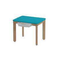 Table Lili rectangle plateau couleur avec casier, piétement bois hêtre - Image principale