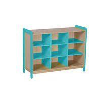 Meuble 3 colonnes 9 niches Lili hauteur 98 cm coloris bleu turquoise - Image principale