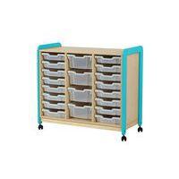 Meuble sur roulettes 3 colonnes 20 casiers Lili hauteur 98 cm coloris turquoise - Image principale
